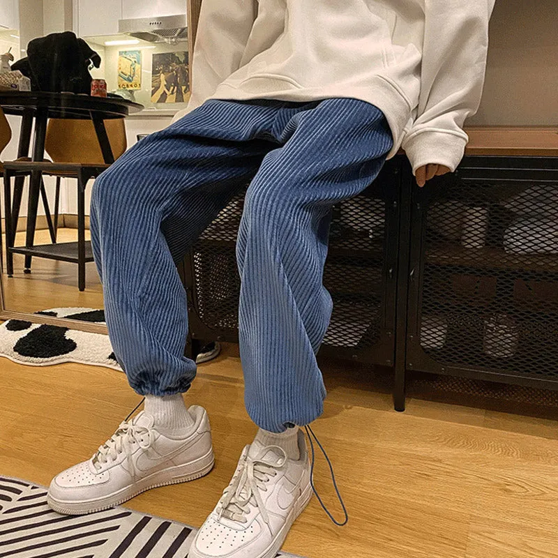 Men Pants Corduroy Pants Men's Casual Trousers Loose Autumn and Winter