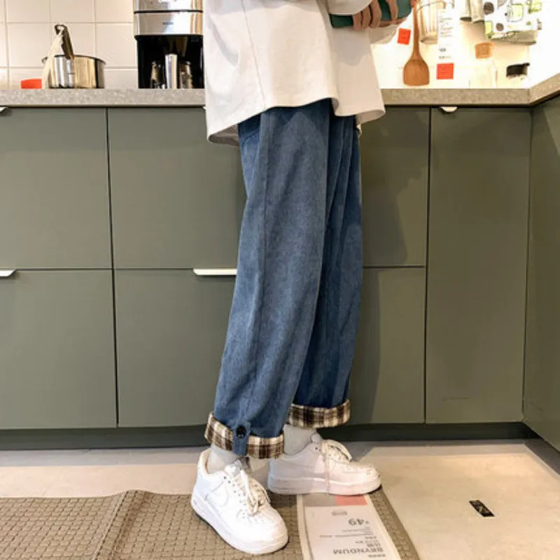 Men Pants Corduroy Pants Men's Spring and Autumn Solid Color Trousers