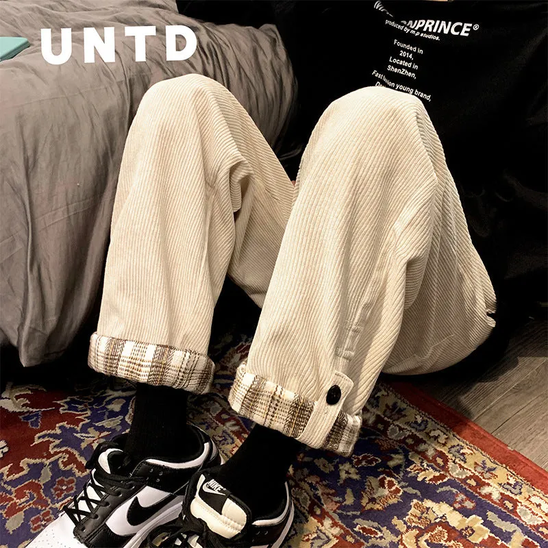 Men Pants Corduroy Pants Men's Spring and Autumn Solid Color Trousers