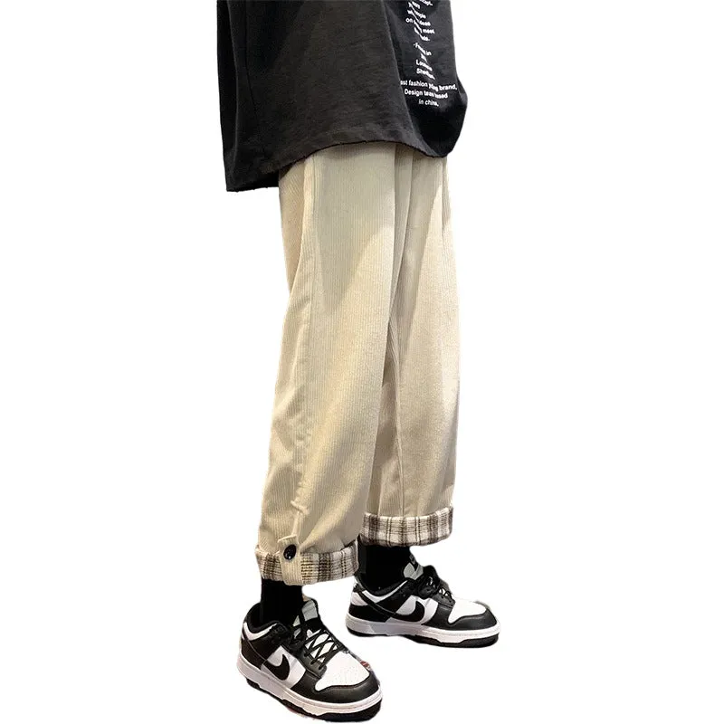 Men Pants Corduroy Pants Men's Spring and Autumn Solid Color Trousers