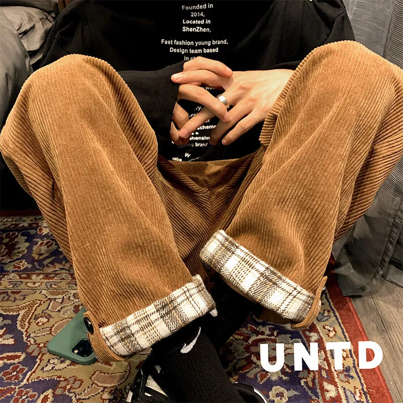 Men Pants Corduroy Pants Men's Spring and Autumn Solid Color Trousers