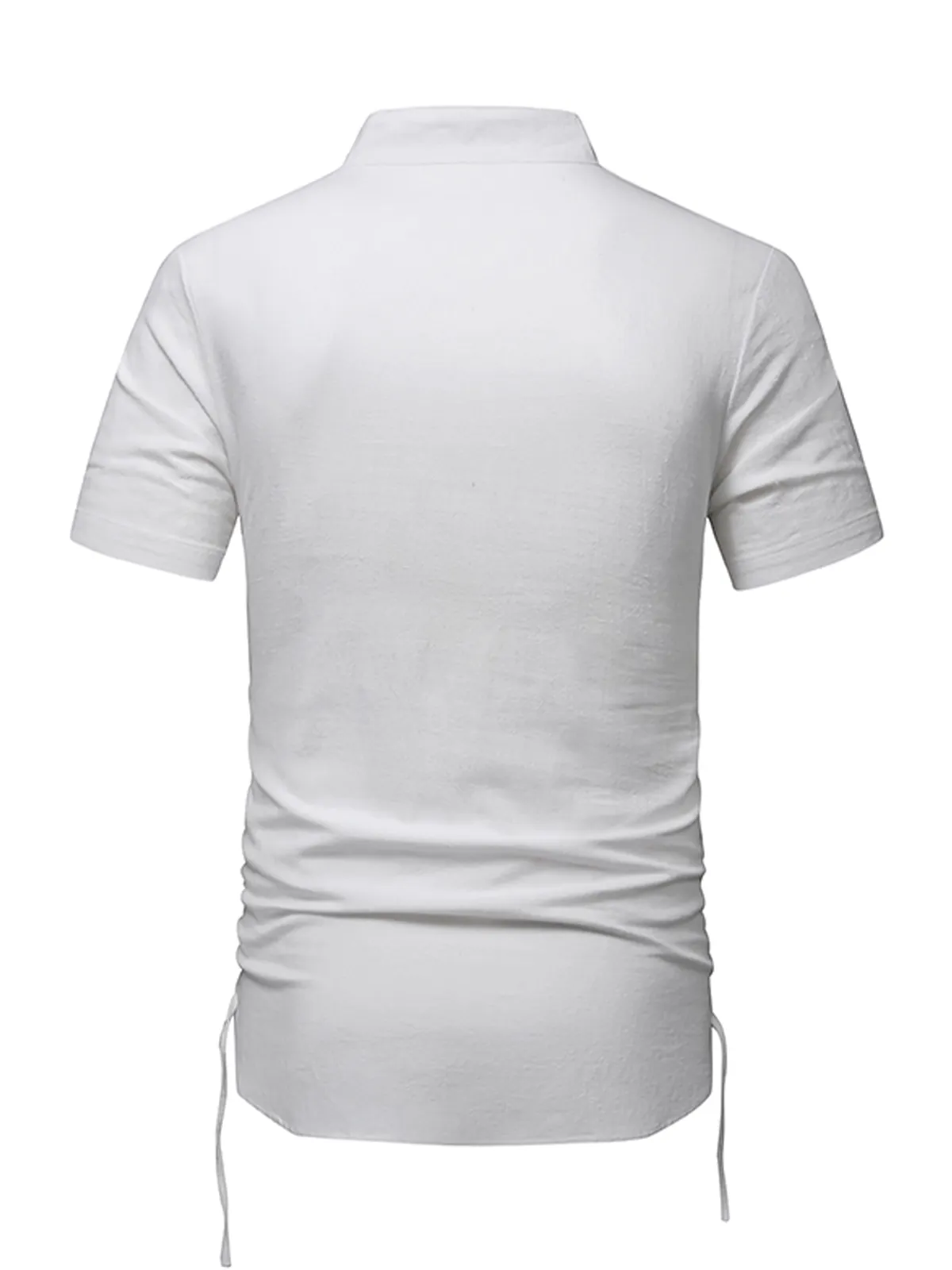 Men's Cotton Casual Henley Collar Beach Short Sleeve Shirt