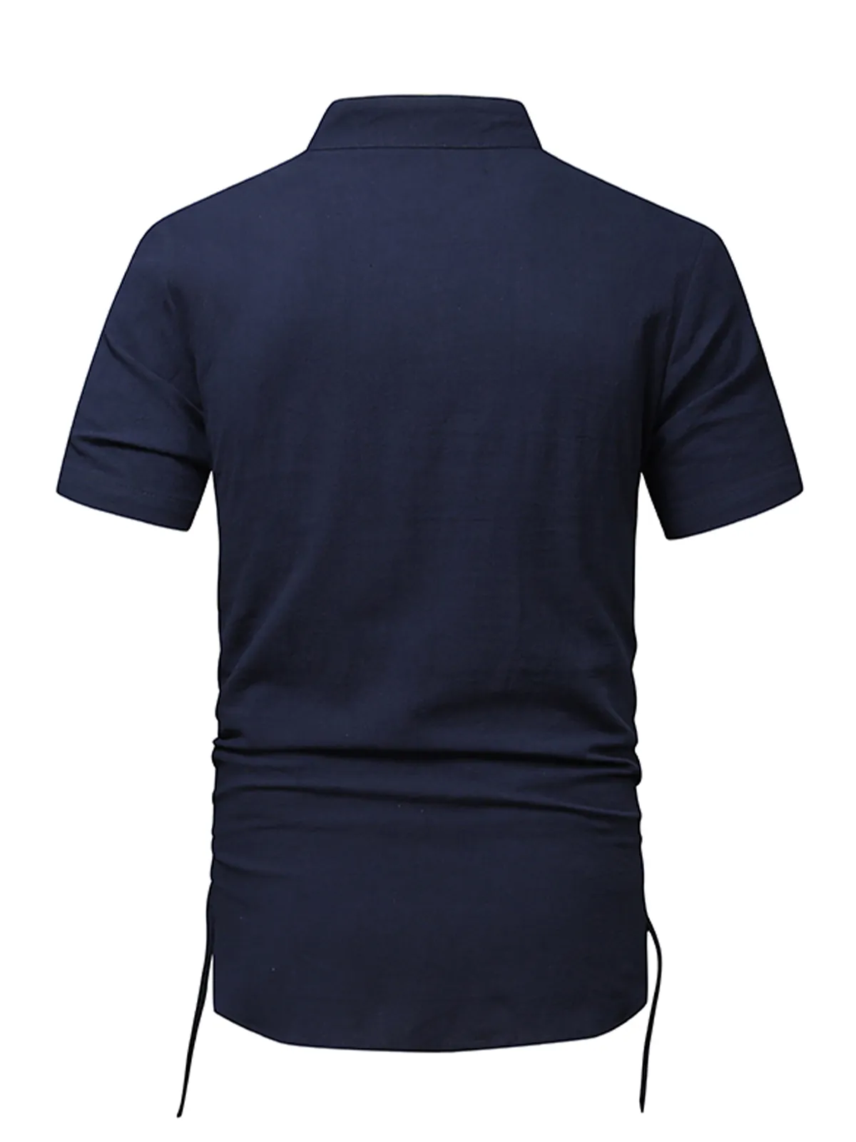 Men's Cotton Casual Henley Collar Beach Short Sleeve Shirt