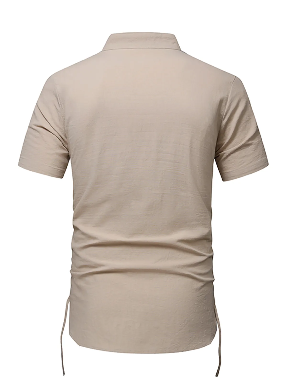 Men's Cotton Casual Henley Collar Beach Short Sleeve Shirt