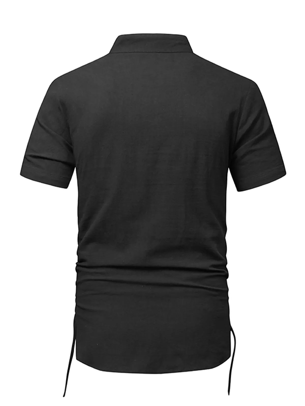 Men's Cotton Casual Henley Collar Beach Short Sleeve Shirt