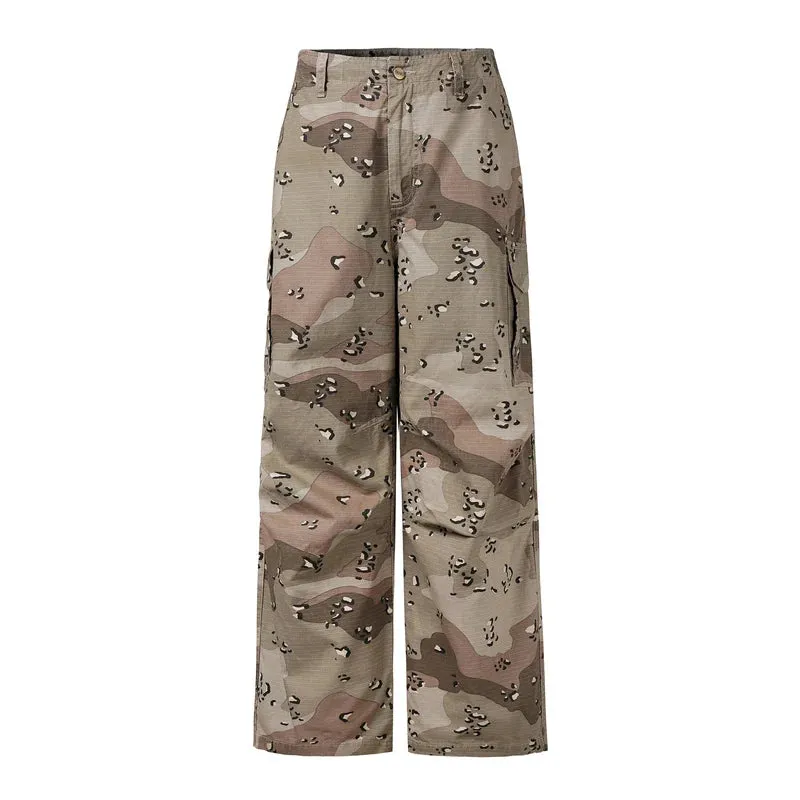 men's trend ruffian handsome japanese streetwear High Street Umbrella Fall Camouflage Broad Legged Workwear men's pants