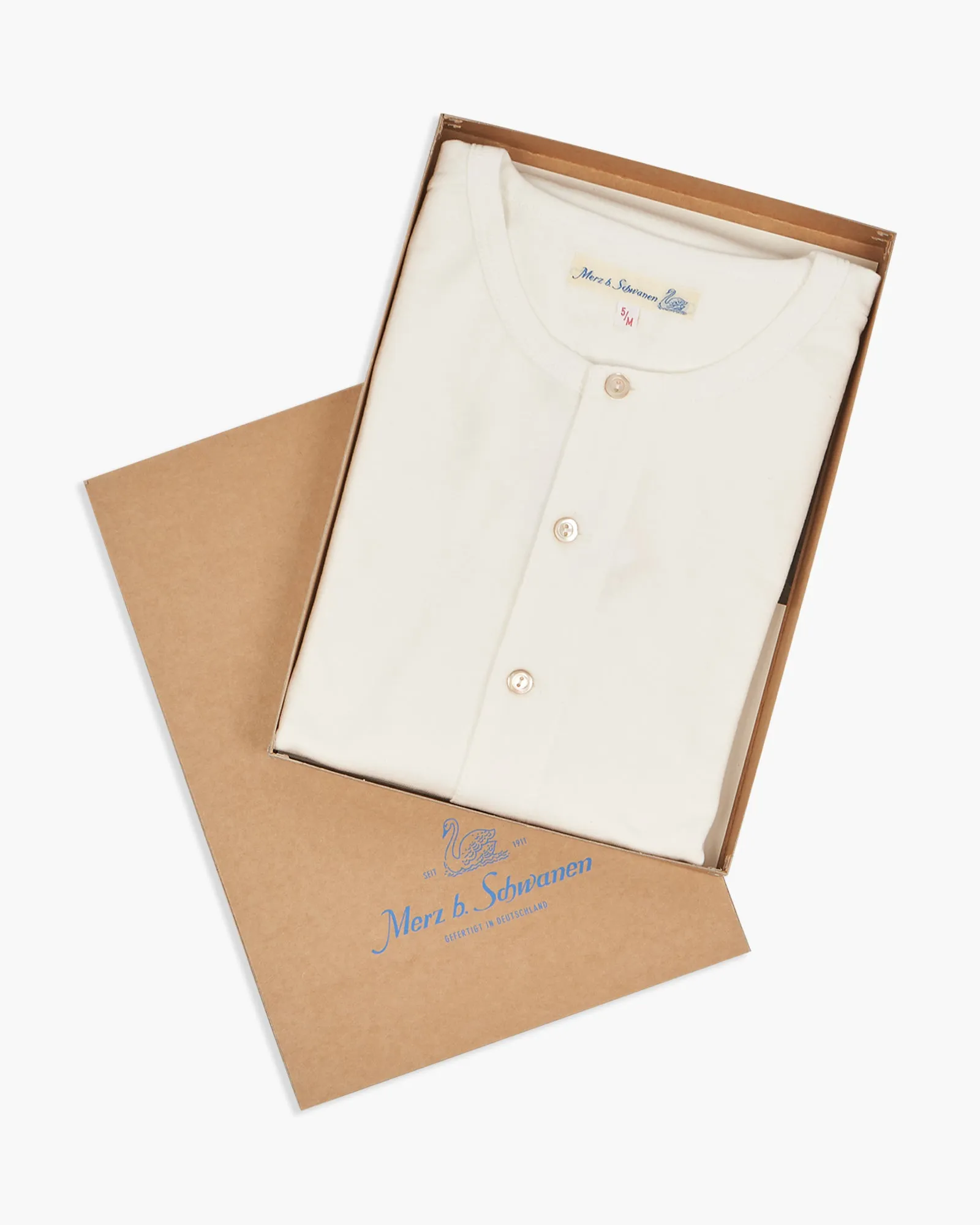 Merz B Schwanen Good Originals 206 8.6oz Loopwheeled Henley - White