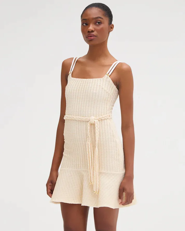 Metallic Knit Mini Dress - Off White