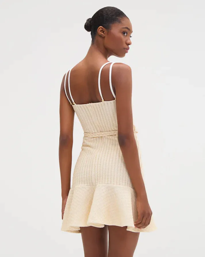 Metallic Knit Mini Dress - Off White