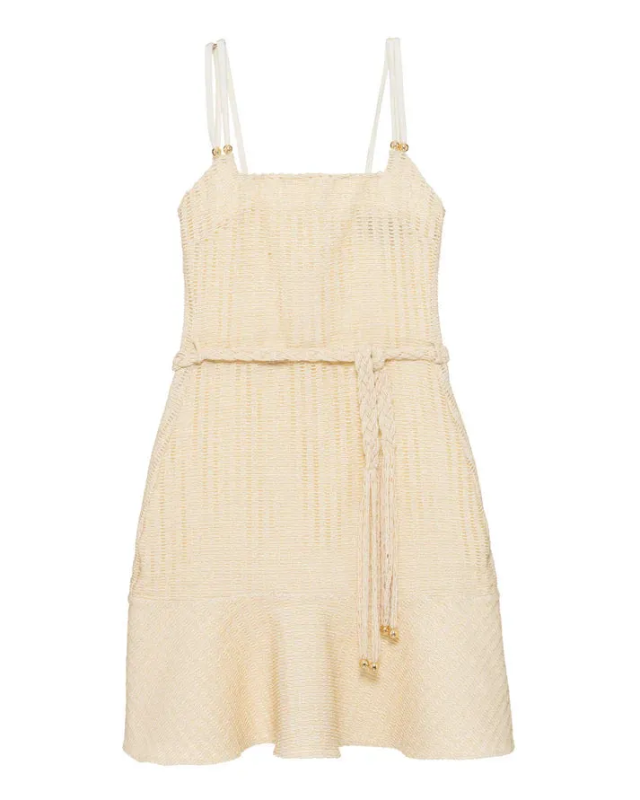 Metallic Knit Mini Dress - Off White