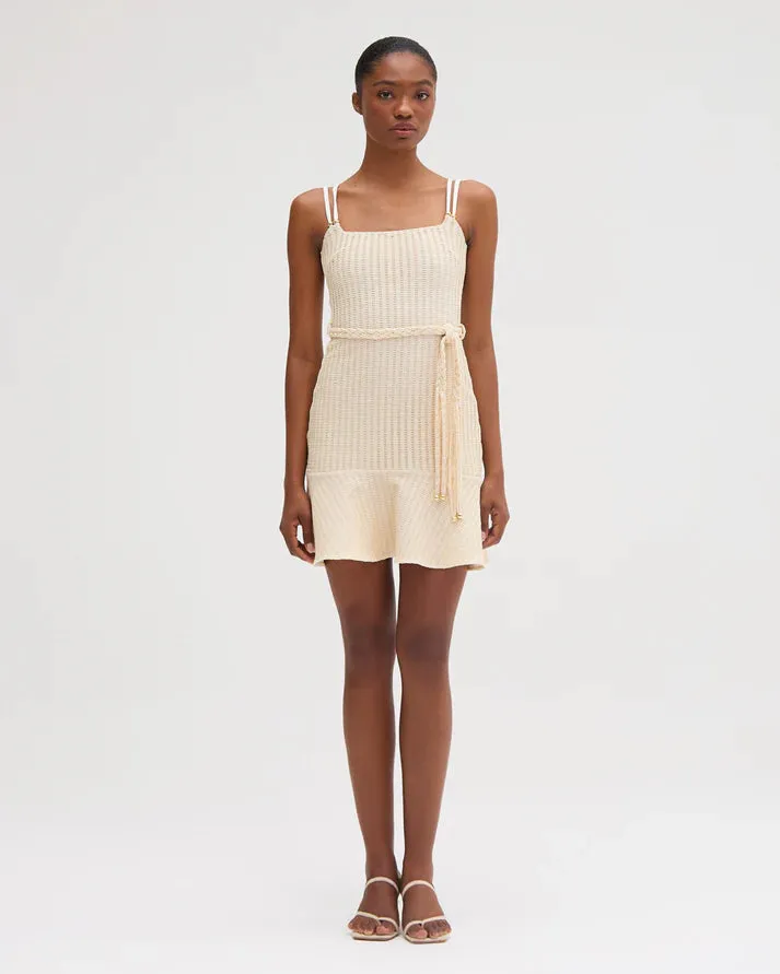 Metallic Knit Mini Dress - Off White