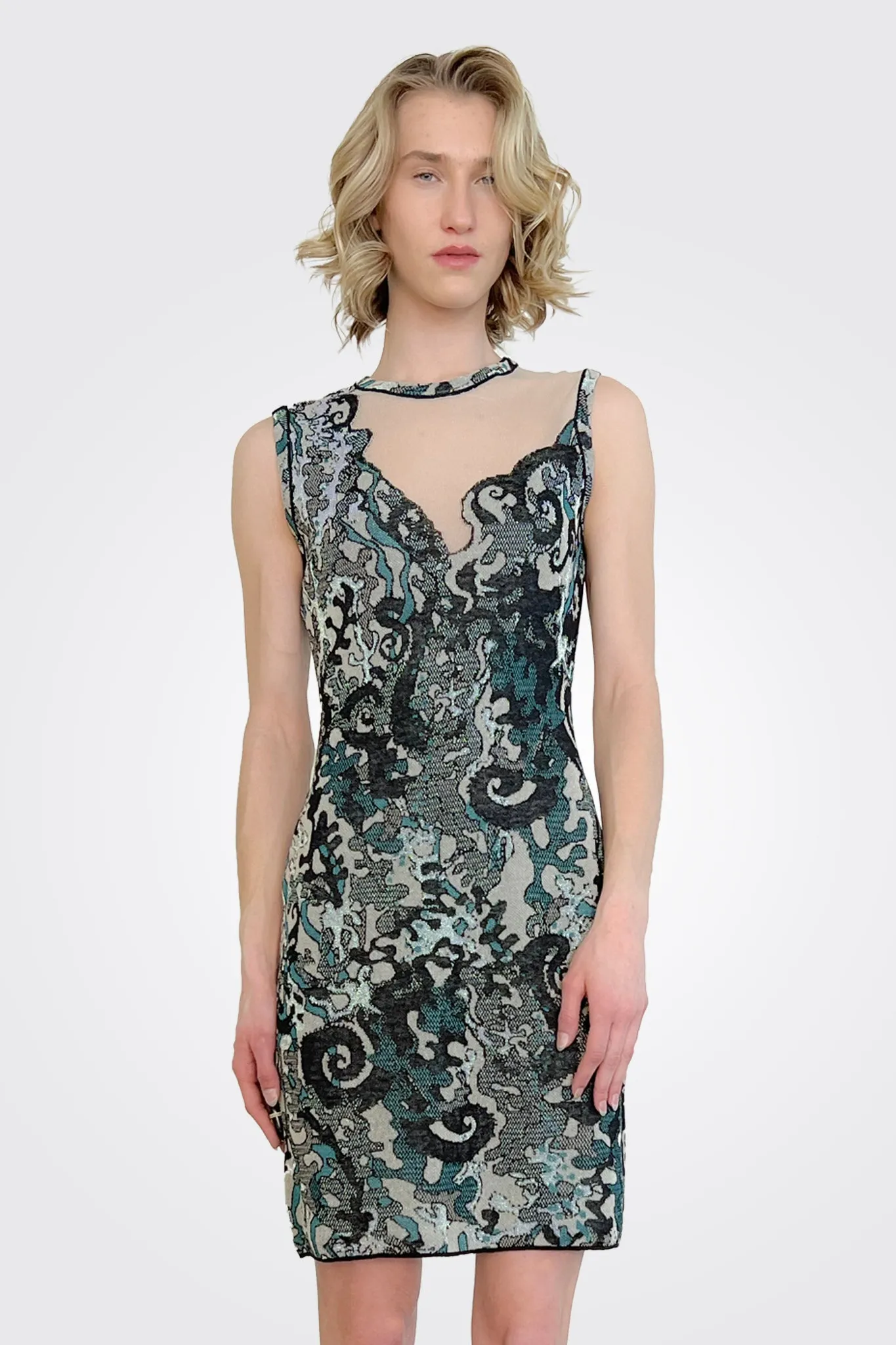 Metallic Sleeveless Knit Dress - Multi