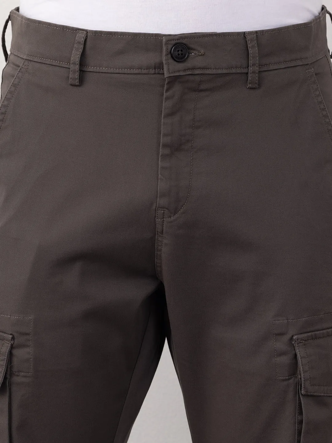 Mid Grey Plain Cargo Pants