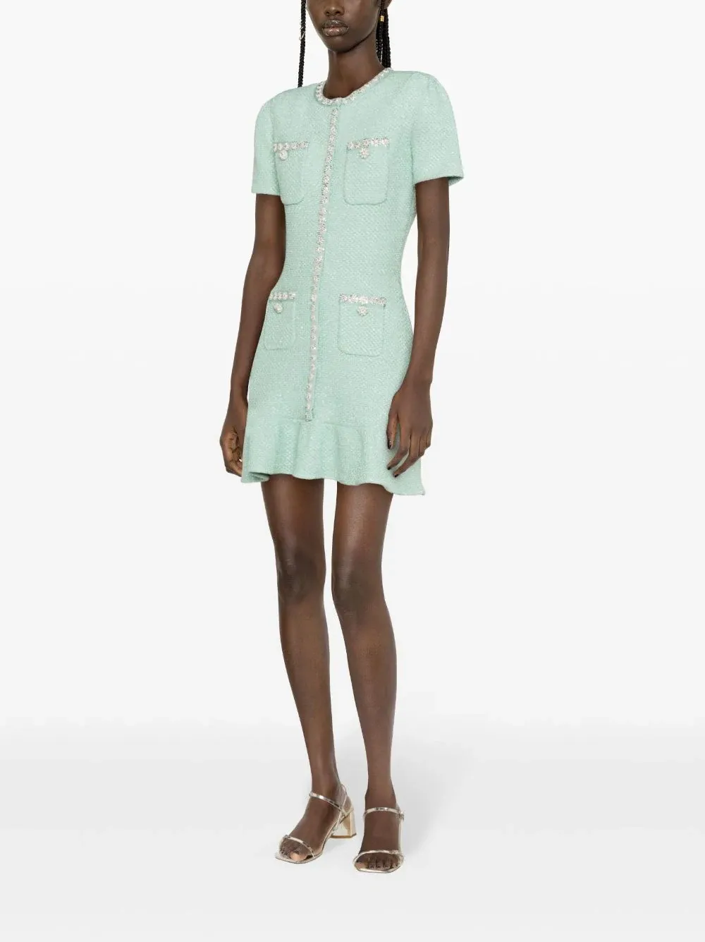 Mint Sequin Knit Mini Dress