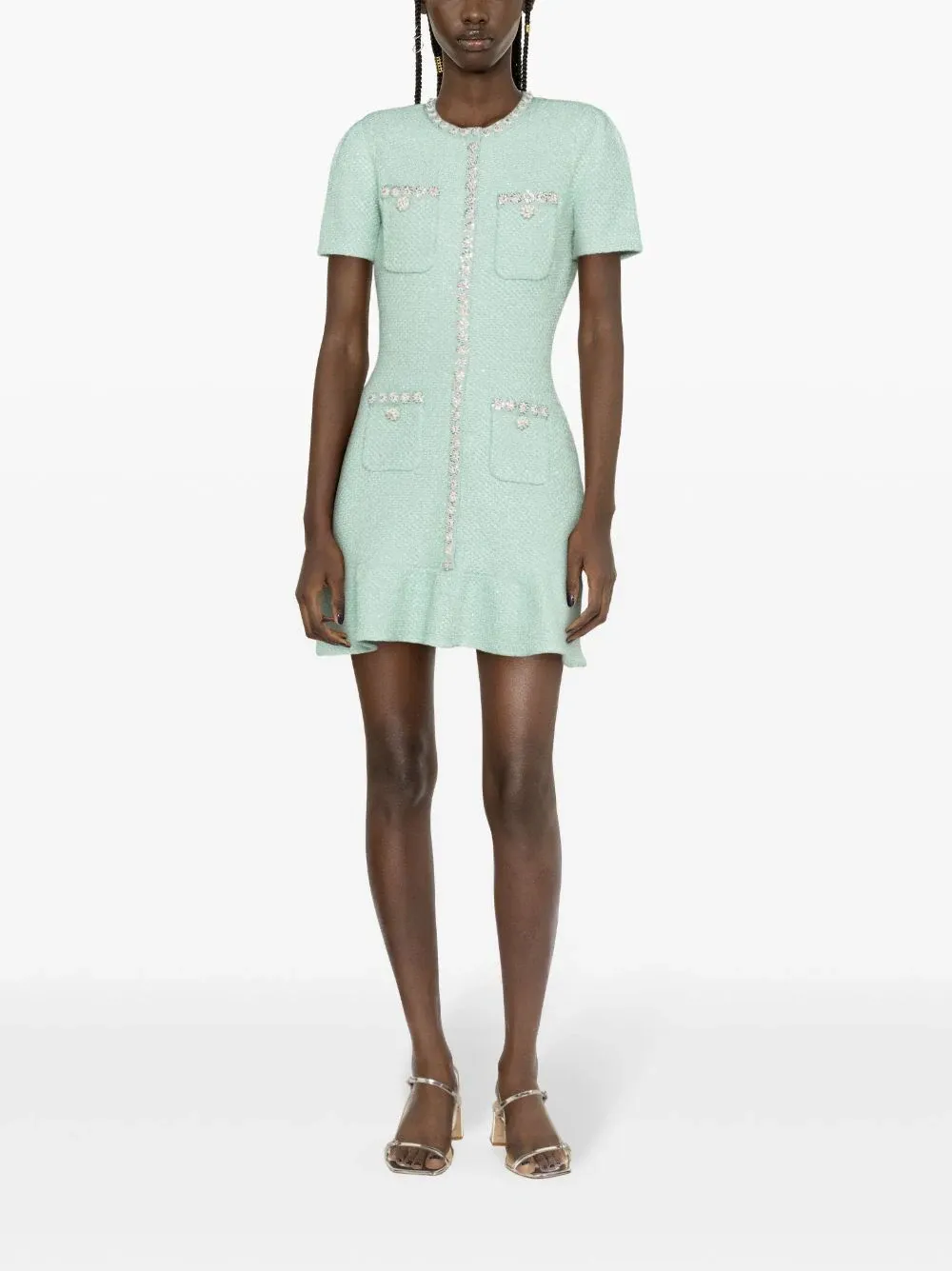 Mint Sequin Knit Mini Dress