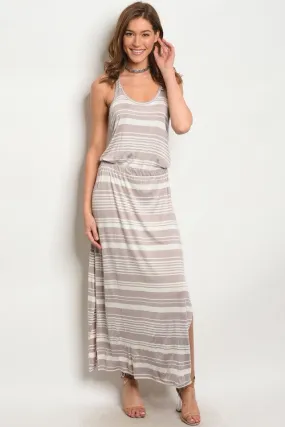 Mocha and Ivory Racer Back Maxi Dress