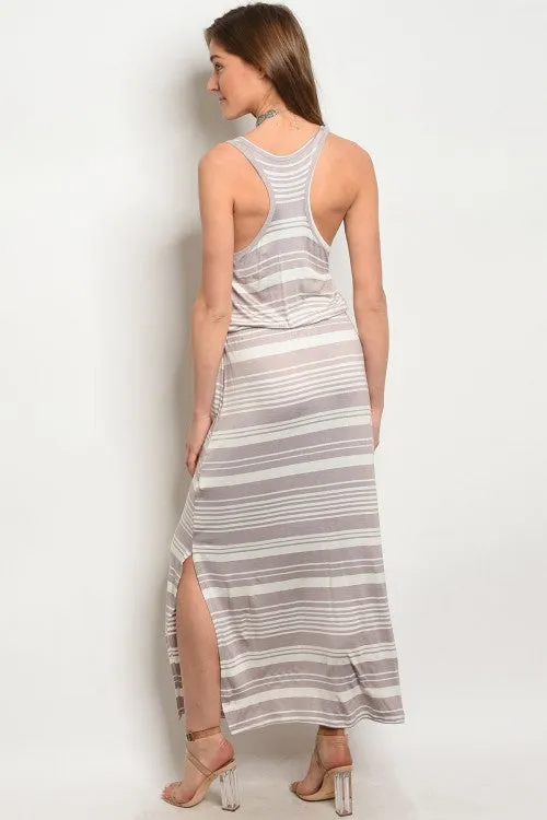 Mocha and Ivory Racer Back Maxi Dress