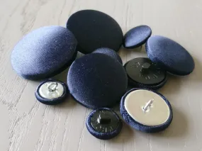 Navy Blue Satin Covered Sewing Buttons - Choice of Sizes