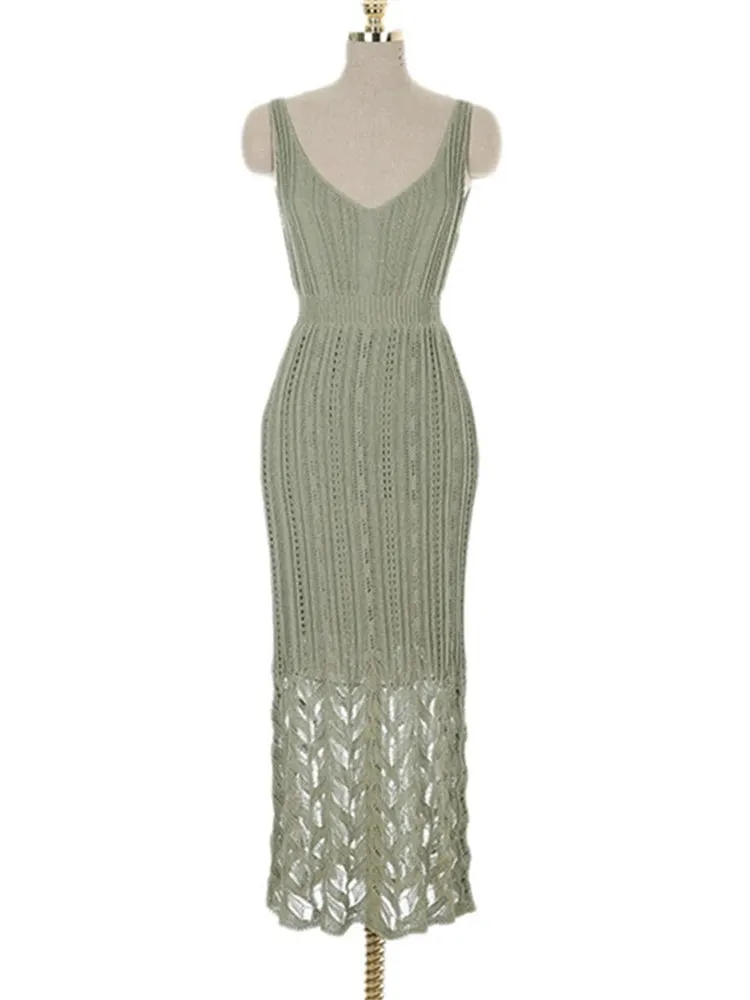 New sexy Summer Knitted Dress Girls Party Female Vintage dress braces white Sleeveless Women Dresses long oversize Robe Vestido