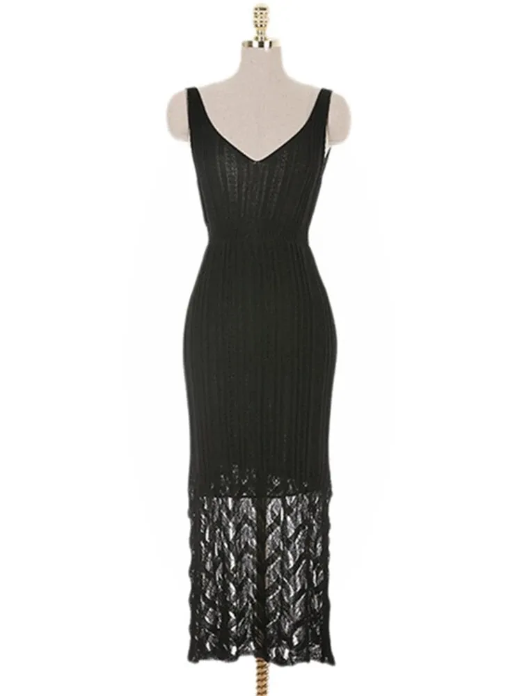 New sexy Summer Knitted Dress Girls Party Female Vintage dress braces white Sleeveless Women Dresses long oversize Robe Vestido