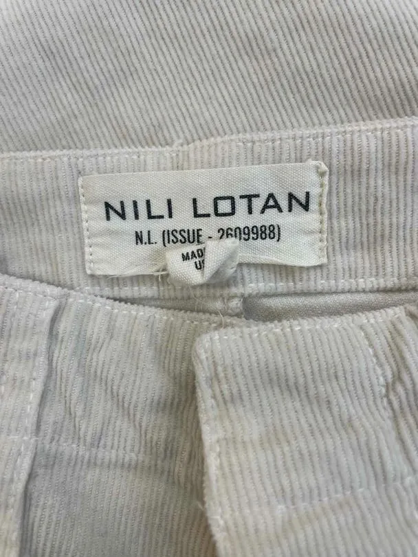 NILI LOTAN CROPPED CORDUROY CREAM PANTS SIZE 2