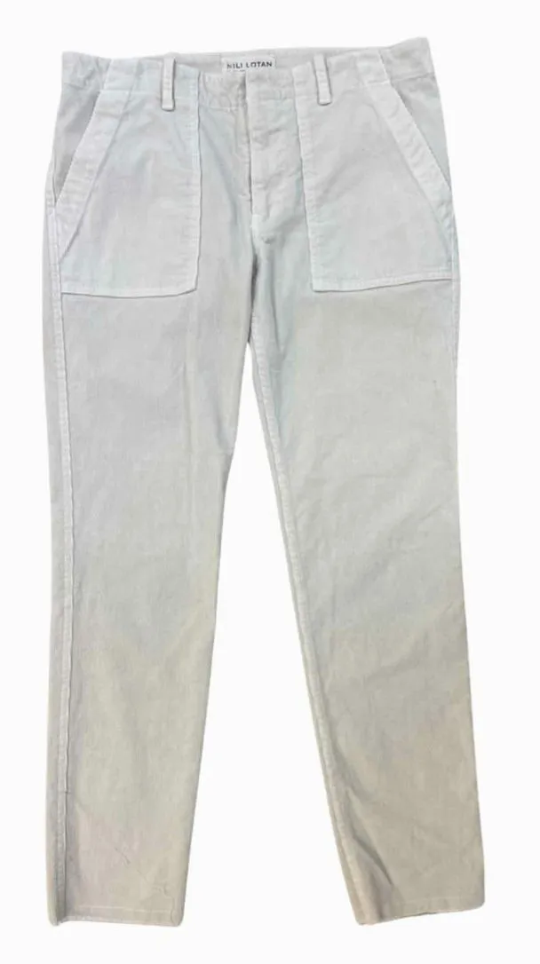 NILI LOTAN CROPPED CORDUROY CREAM PANTS SIZE 2