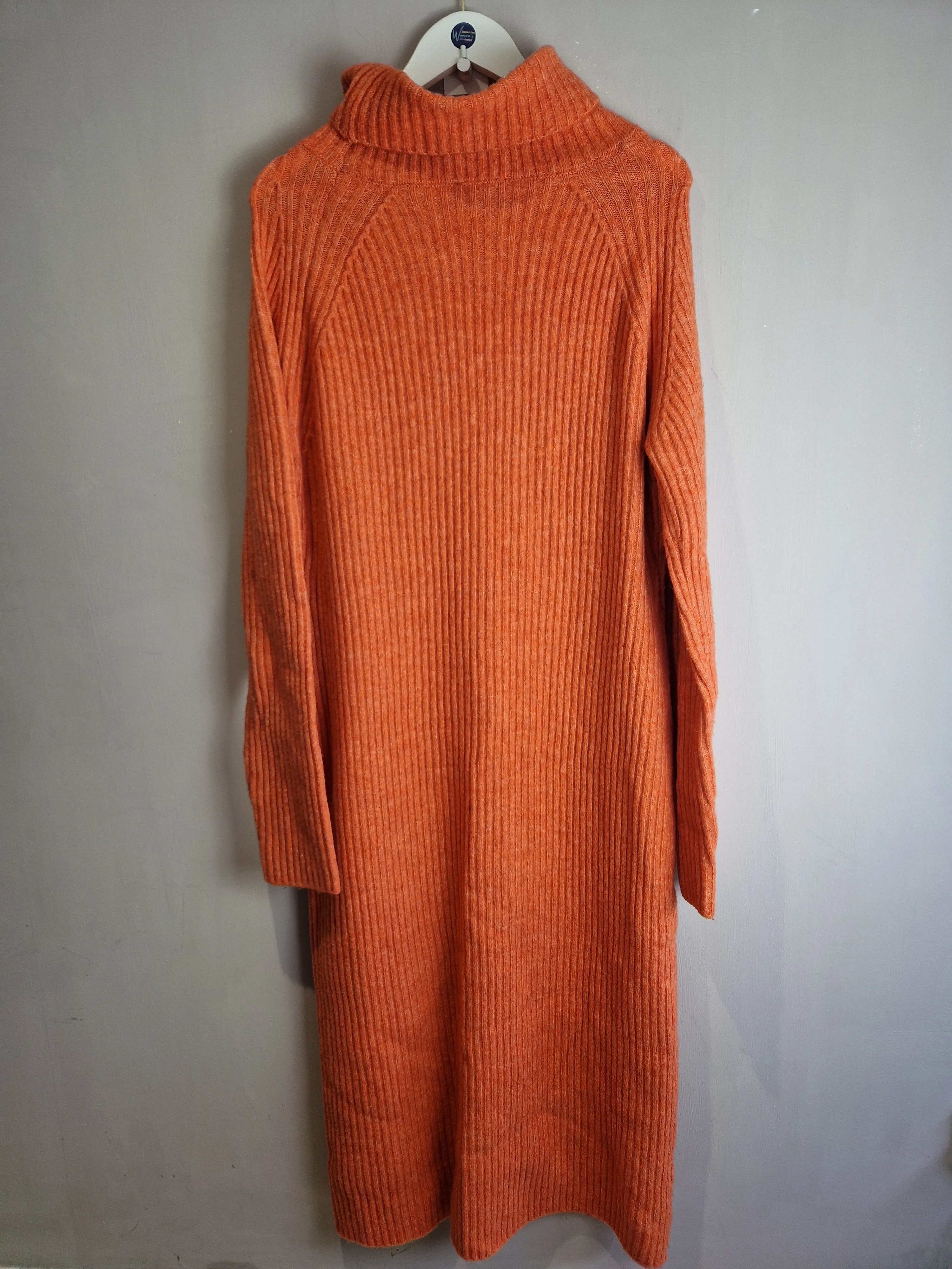 Nobody's Child Orange ribbed knitted dress - Large (12/14)