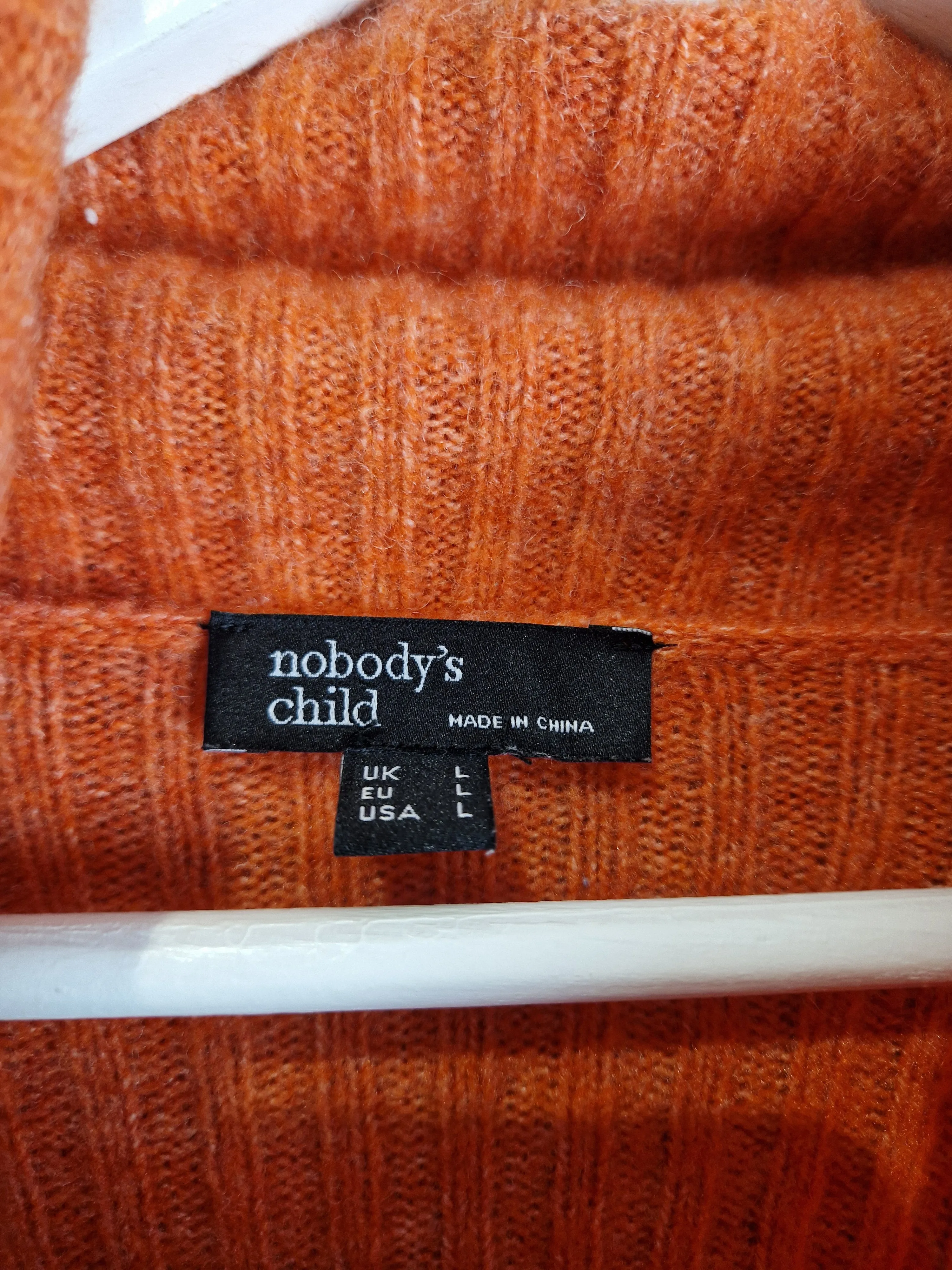 Nobody's Child Orange ribbed knitted dress - Large (12/14)