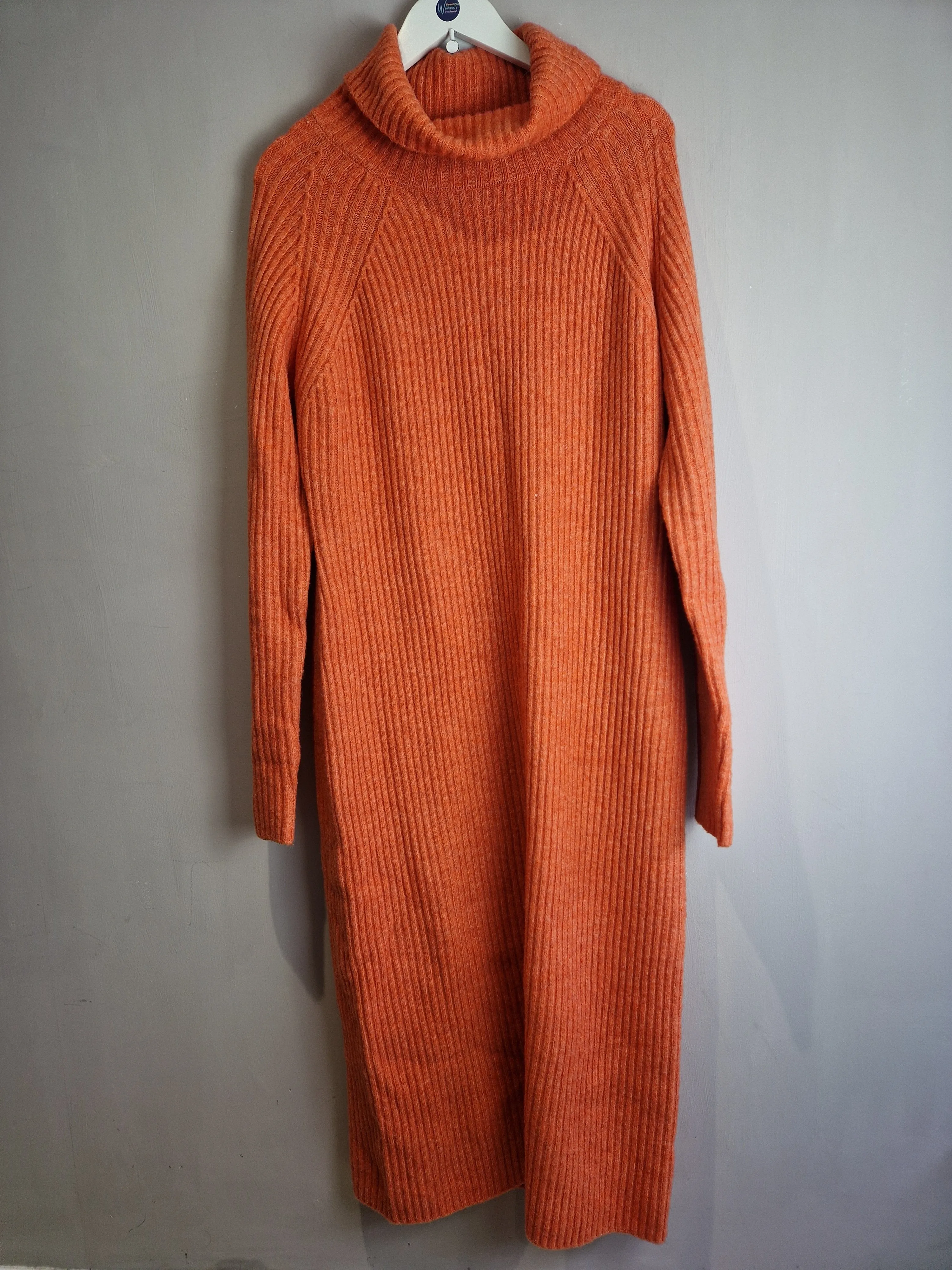 Nobody's Child Orange ribbed knitted dress - Large (12/14)