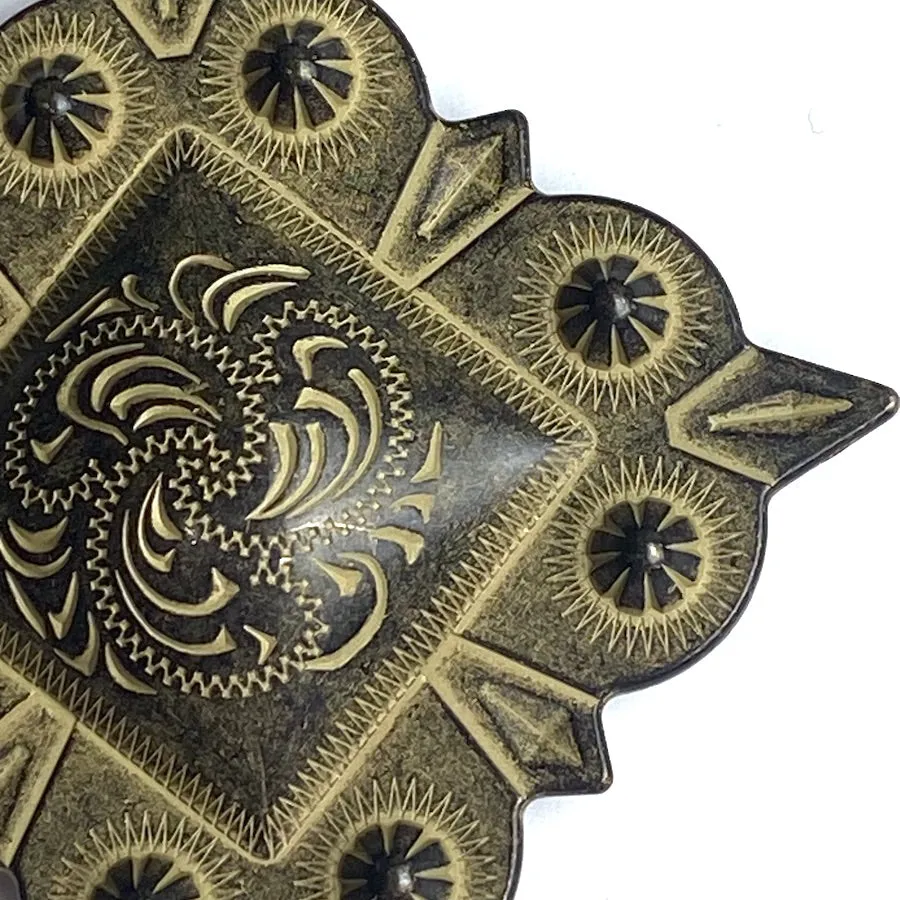 Old Gold 2" Square Engraved Pillow Concho Screwback  #SWM-12