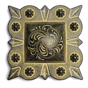 Old Gold 2" Square Engraved Pillow Concho Screwback  #SWM-12