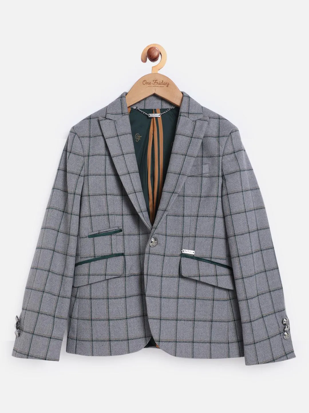 One Friday Grey Full Sleeves Blazer