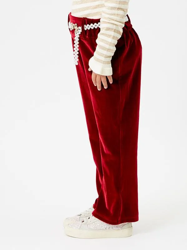 One Friday Solid Burgundy Corduroy Pants