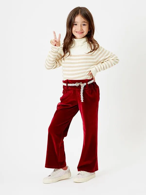 One Friday Solid Burgundy Corduroy Pants