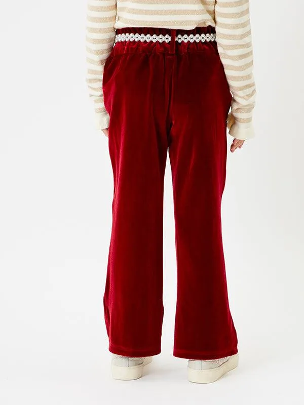 One Friday Solid Burgundy Corduroy Pants