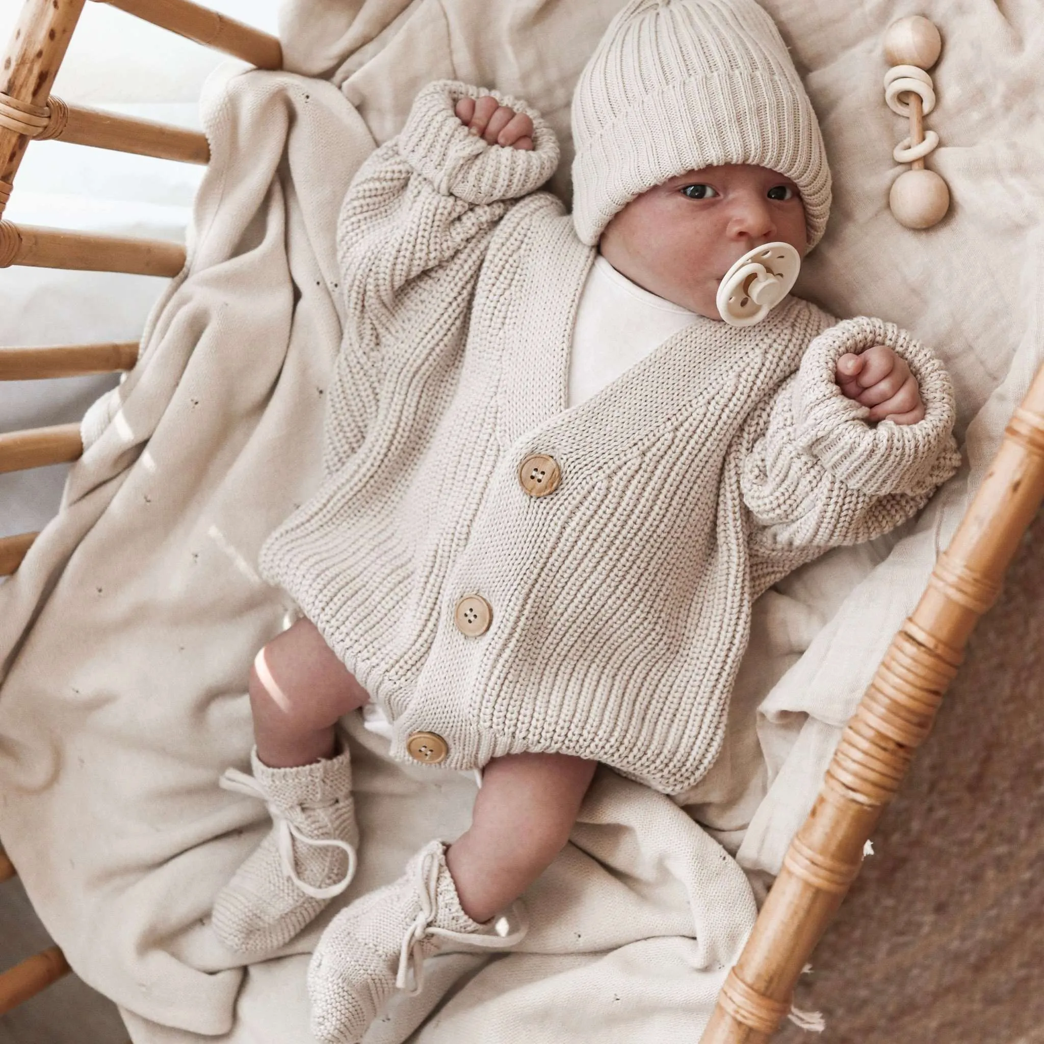 Organic Knit Cardigan - Sand