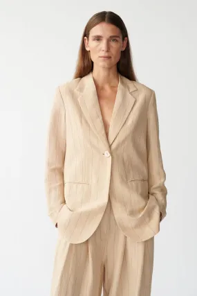 OTIS BLAZER - OYSTER PINSTRIPE - SILK/LINEN