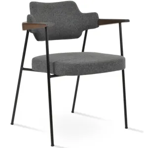 Palu Armchair Metal Dining Chairs Grey Wool