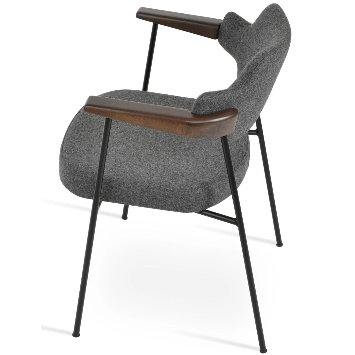 Palu Armchair Metal Dining Chairs Grey Wool