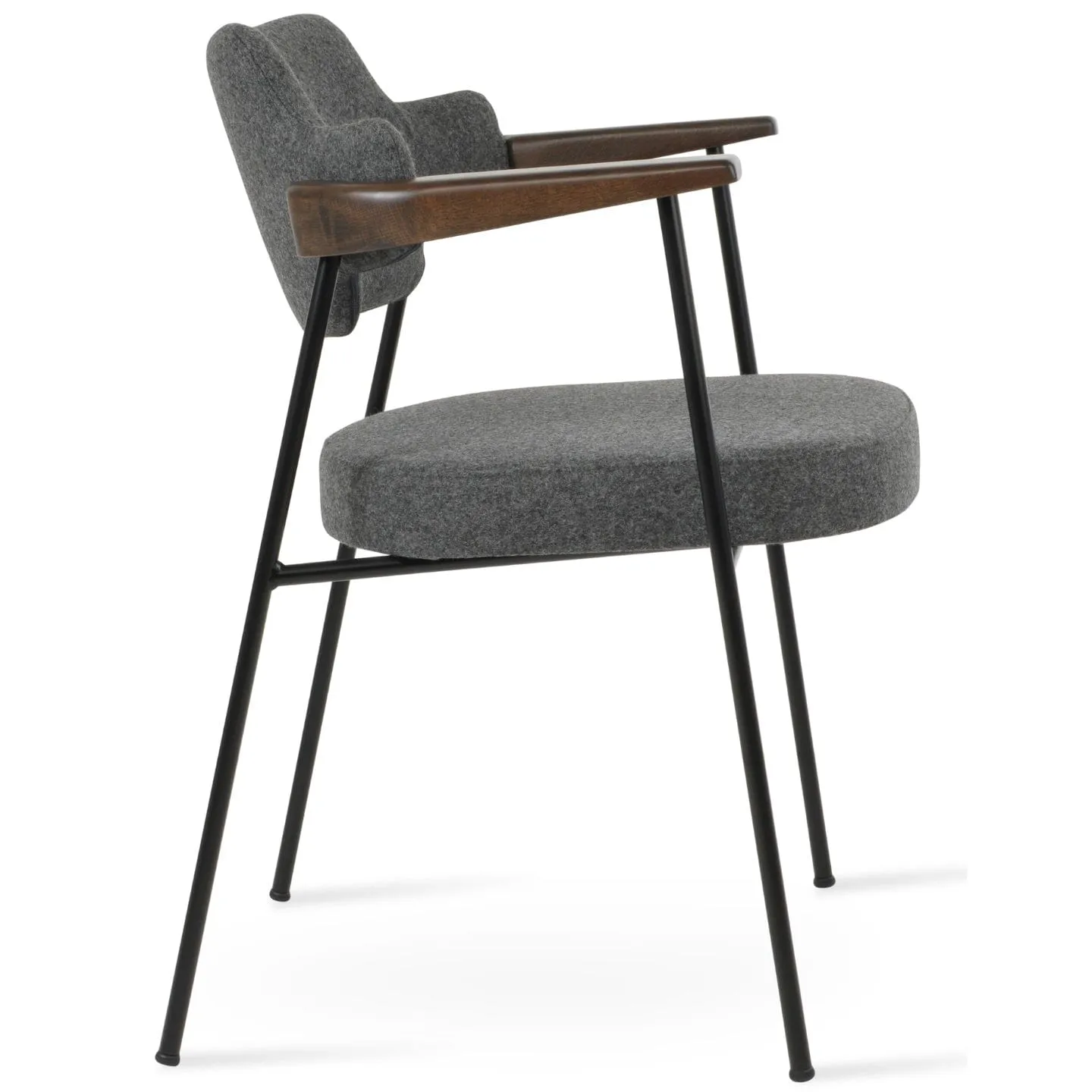 Palu Armchair Metal Dining Chairs Grey Wool