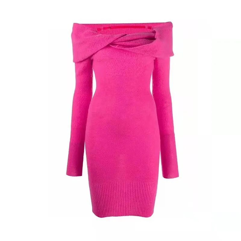 Pre Order:  Bright Off Shoulder Knit Dress
