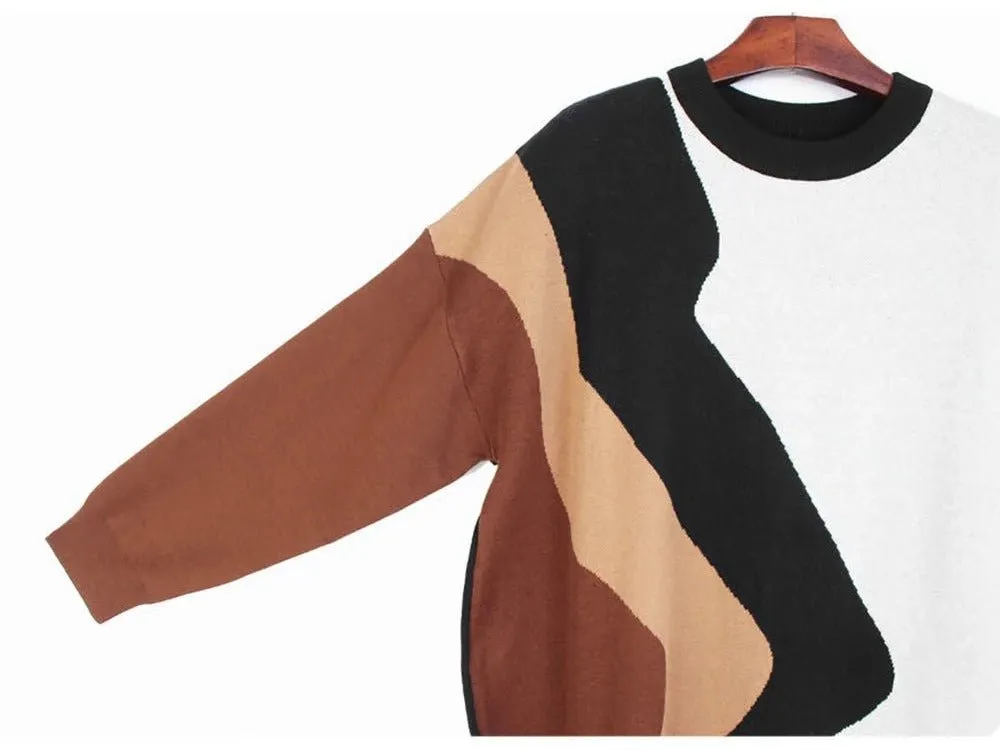 Pre Order:  Four-Color Knitted Dress Sweater