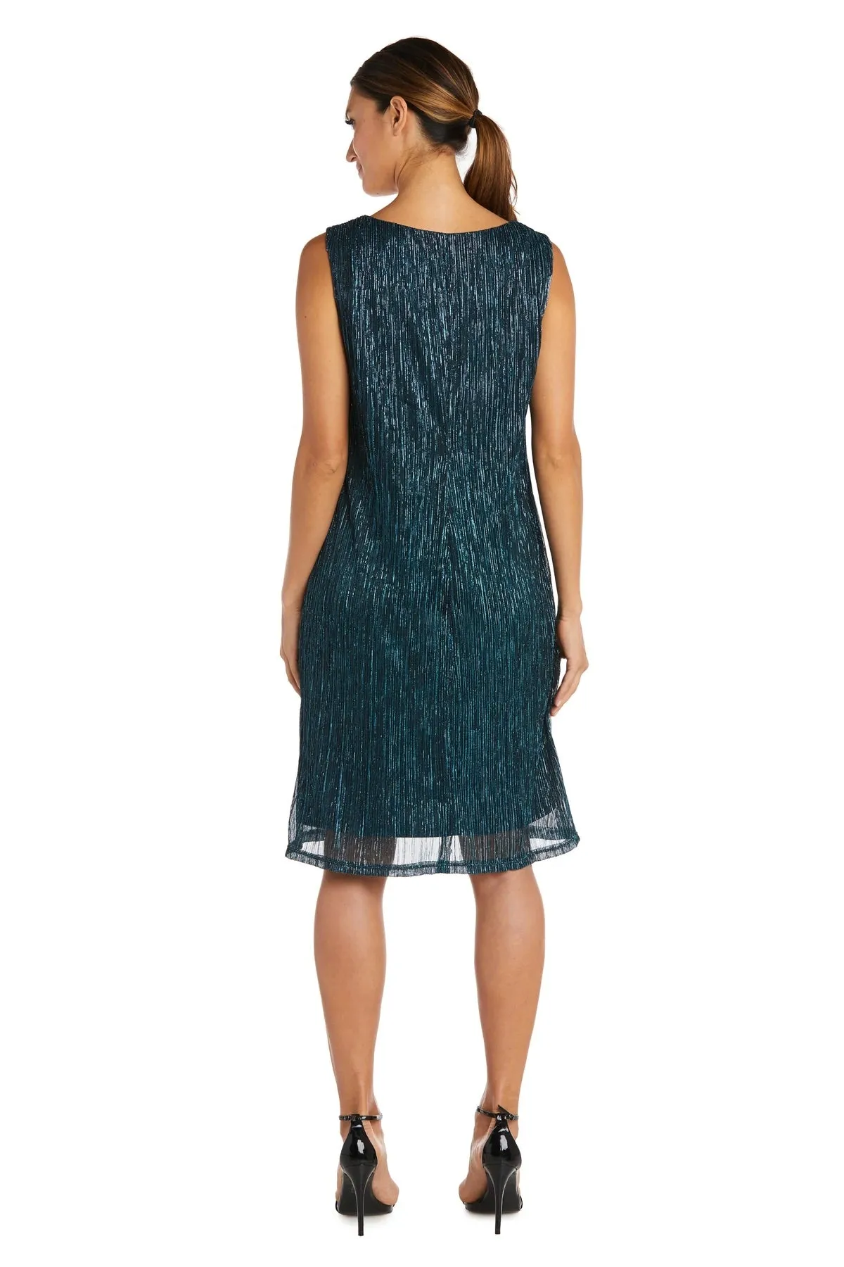 R&M Richards Petite Women's 2 Piece Metallic Knit Jacket Dress