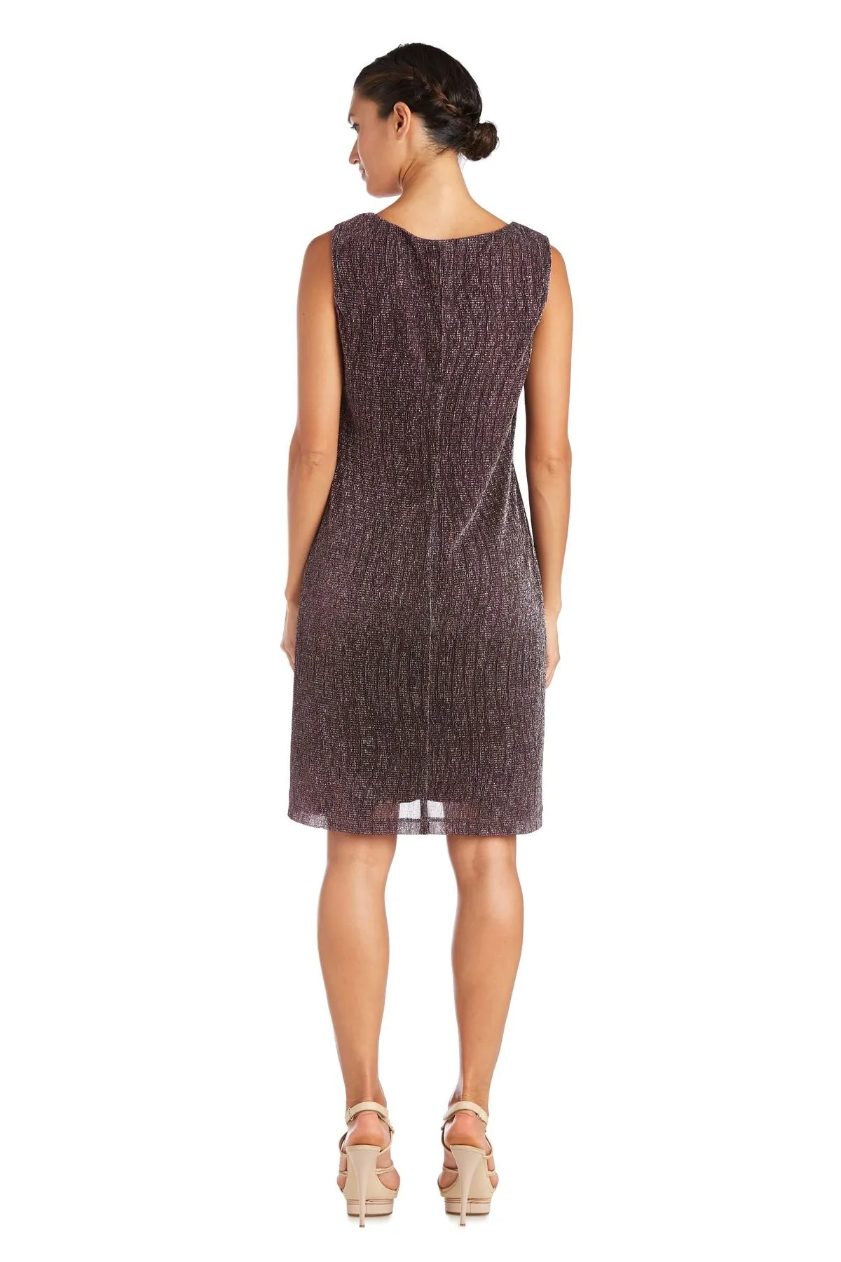 R&M Richards Petite Women's 2 Piece Metallic Knit Jacket Dress