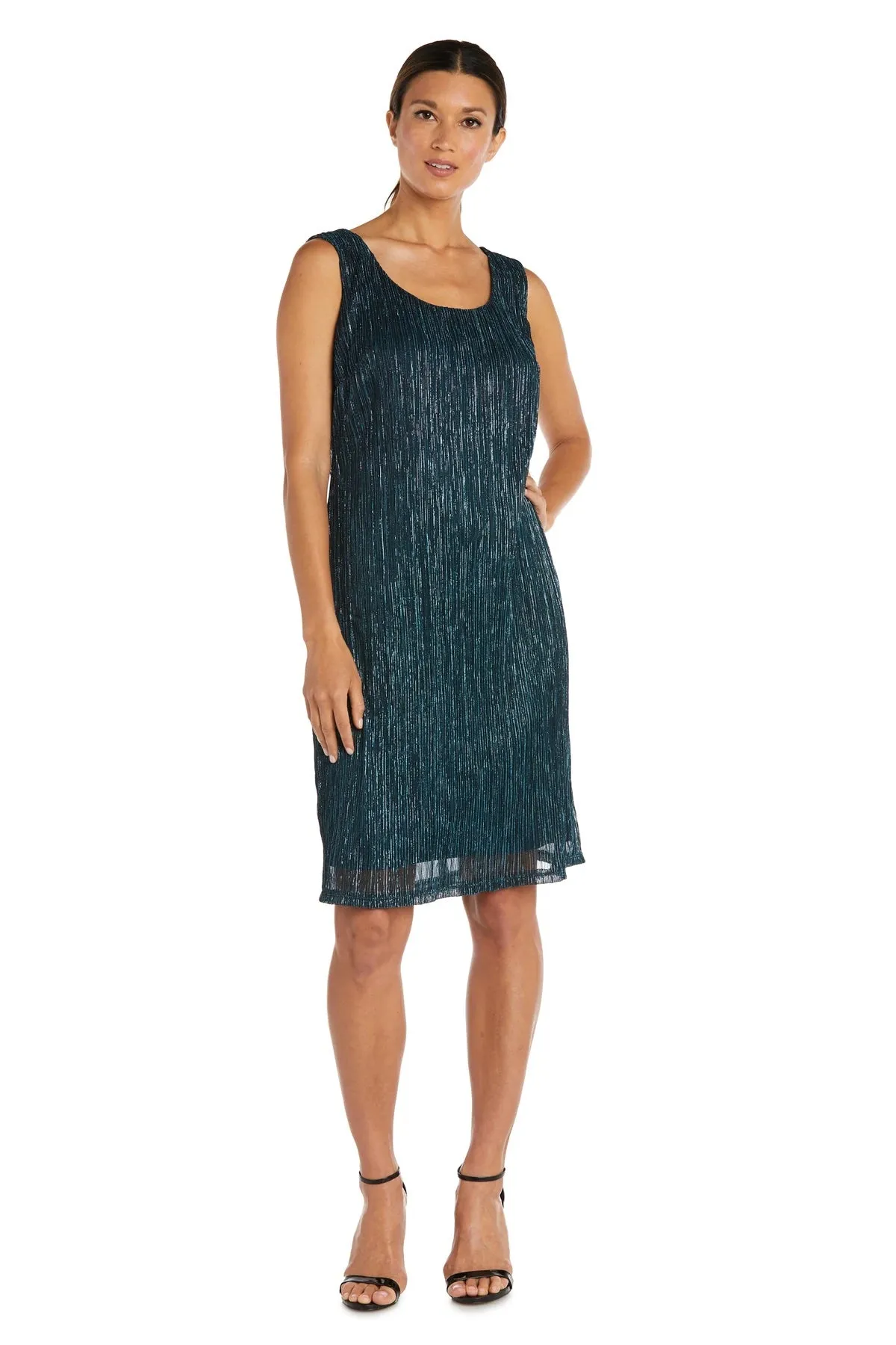 R&M Richards Petite Women's 2 Piece Metallic Knit Jacket Dress