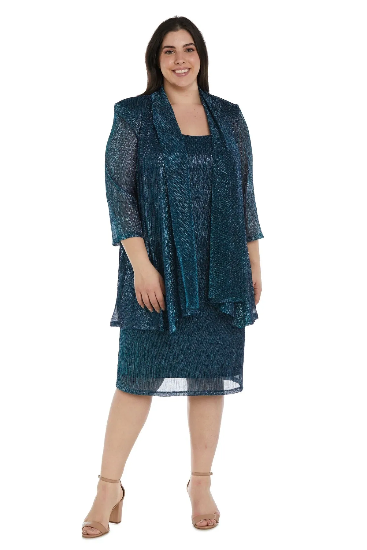 R&M Richards Women's Plus Size 2 Piece Shimmer Jacket Dress - Mother Of The Bride Dress