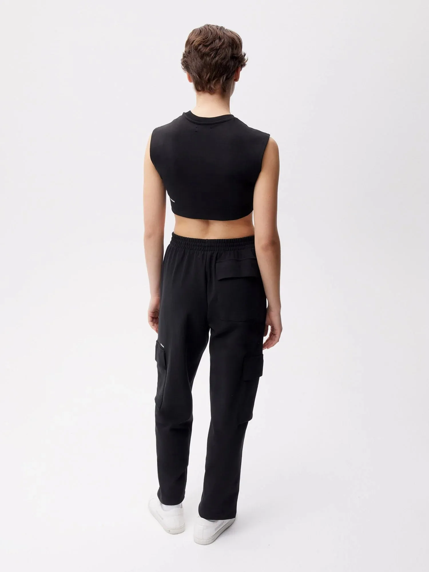 Recycled Cotton Jersey Cargo Pants—black