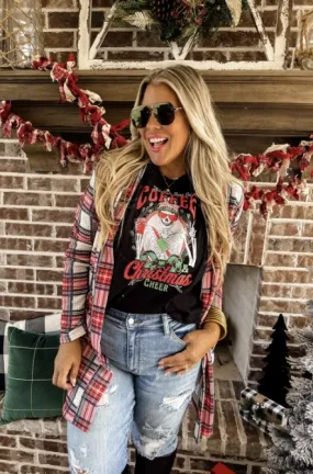 Red Plaid Cardigan w/Thumbholes - #8149-8150