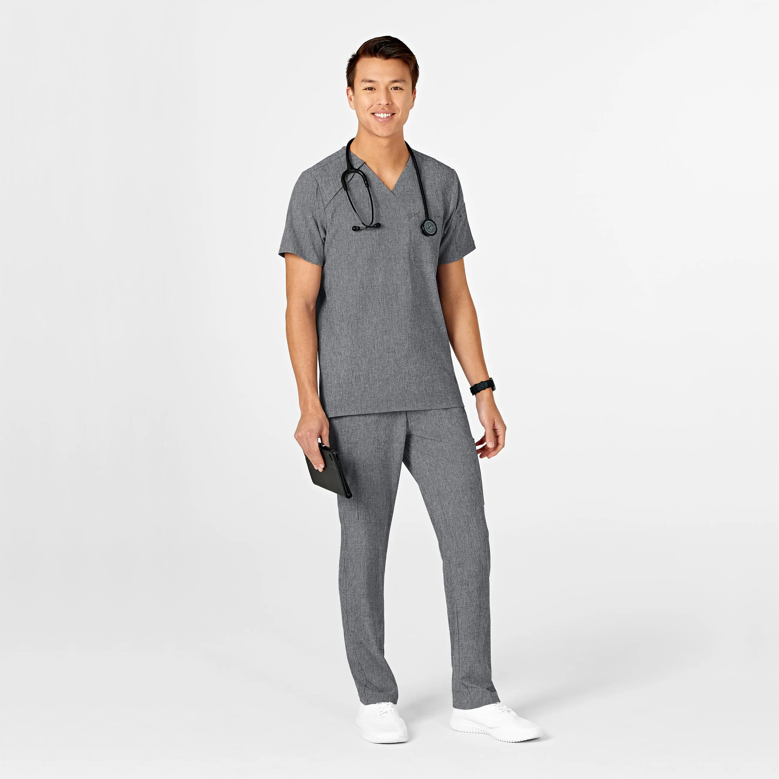 RENEW Mens Straight Slim Scrub Pant - Grey Heather