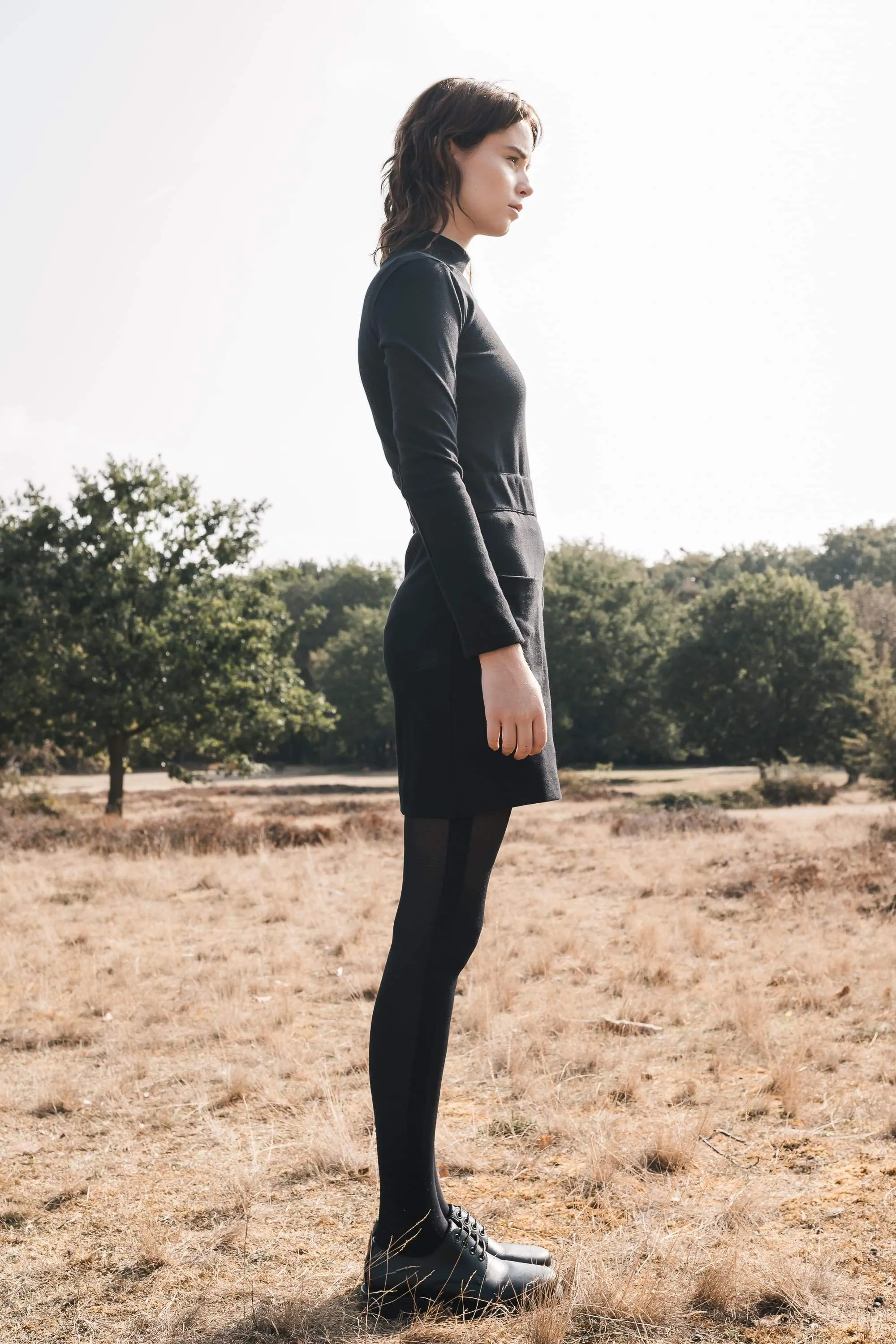 rib dress black
